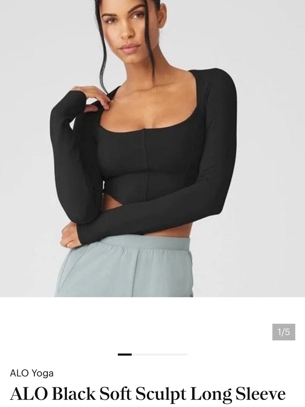 ALO Black Soft Sculpt Long Sleeve Top M - Picture 1 of 4